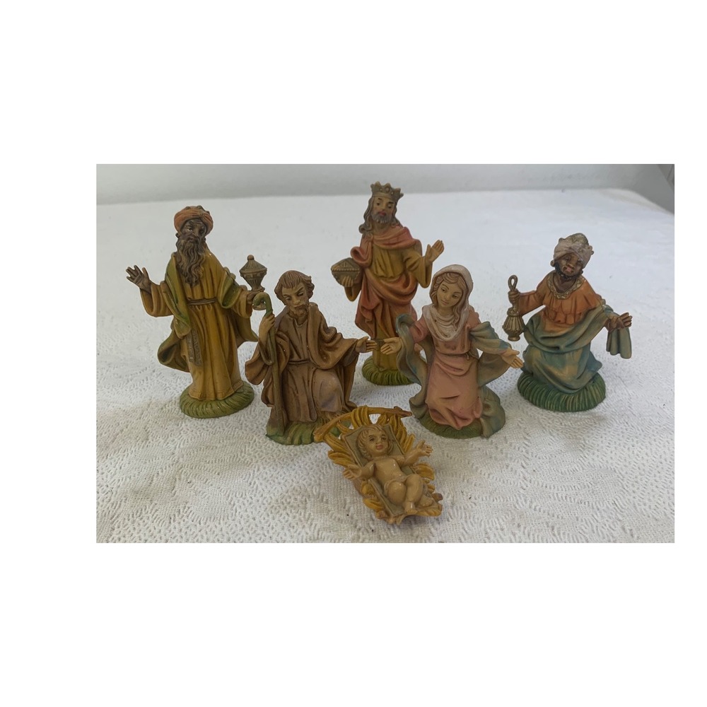 Vintage Italy 700 Nativity Set 6 Piece Fontanini Style Resin Christmas Creche